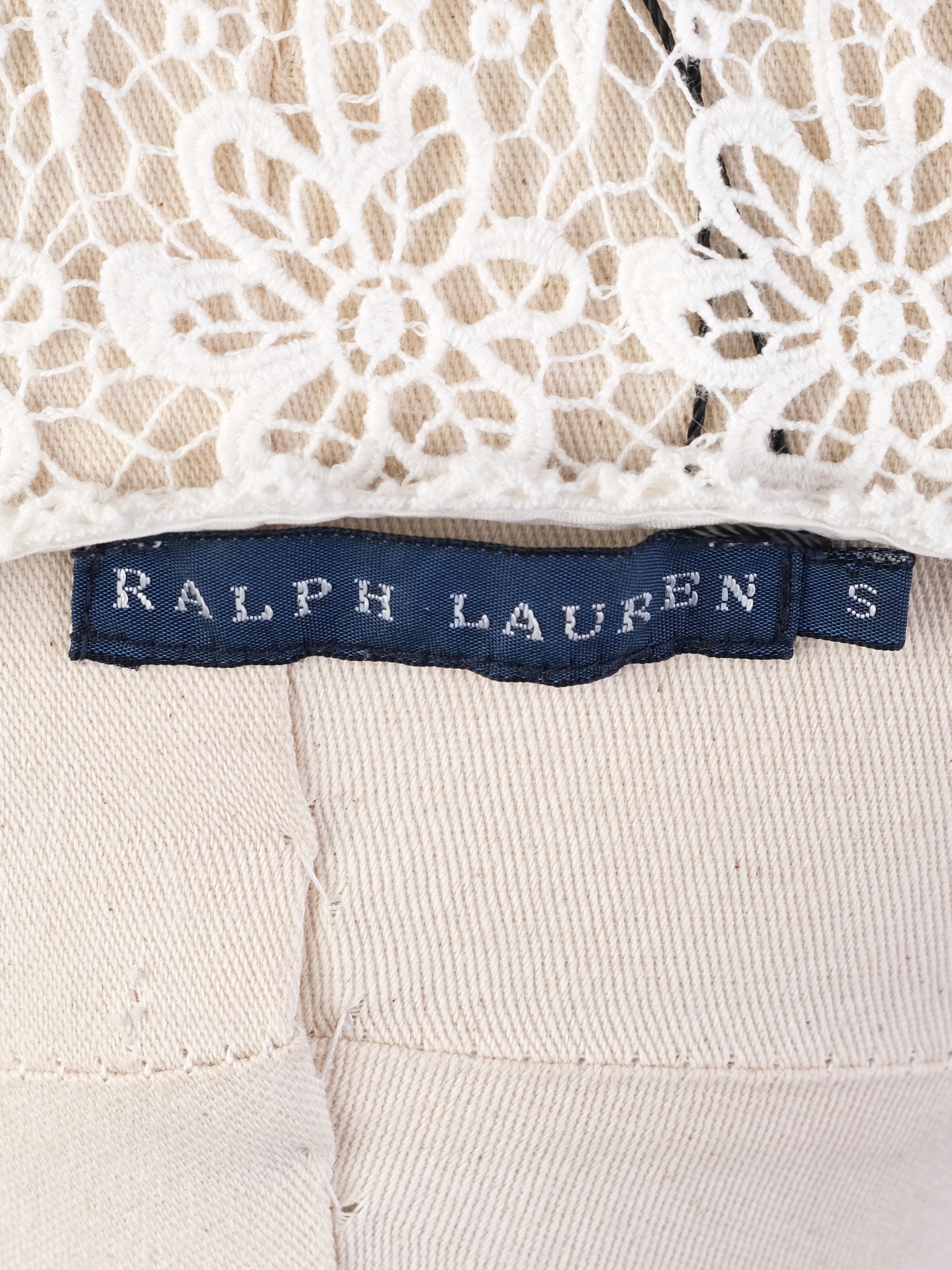 Excellent Ralph Lauren White Lace Top Size S Floral Design