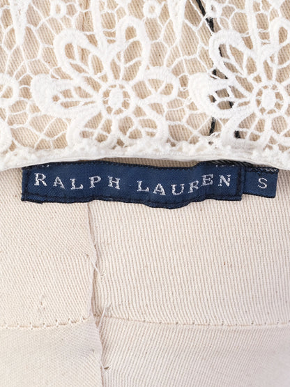 Excellent Ralph Lauren White Lace Top Size S Floral Design