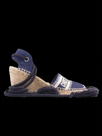 Excellent Dior Blue Fabric Wedge Espadrilles - Stylish Women&