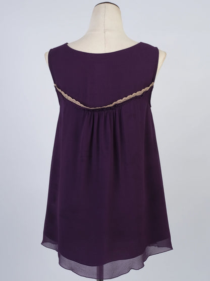 Excellent Max Mara Purple Cotton Dress Size S with Lace Detail