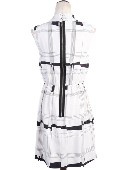 Excellent Milly Silk Sleeveless Dress M Black &amp; White Checkered