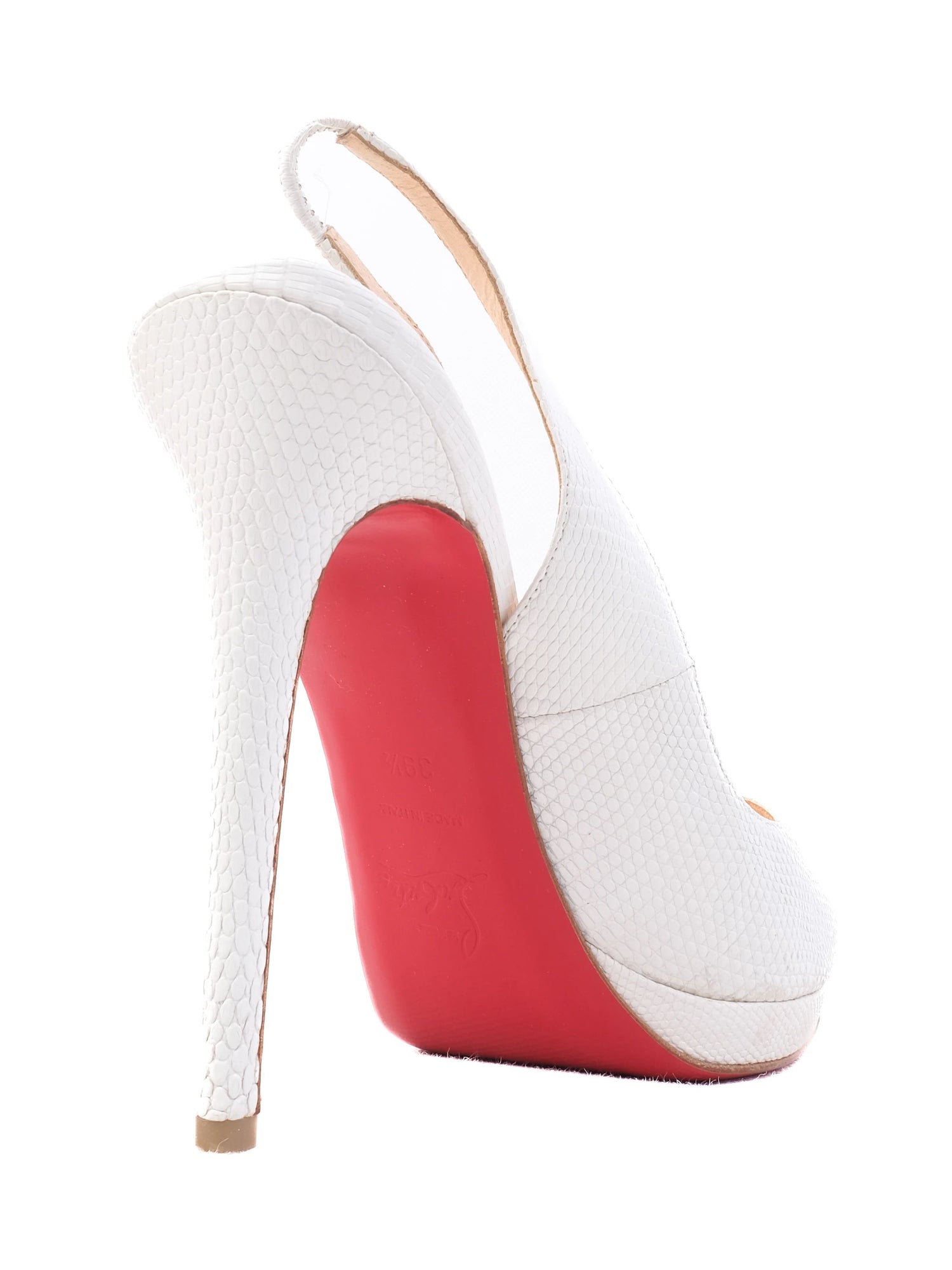 Perfect Christian Louboutin White Leather Slingback Heels Size 38.5