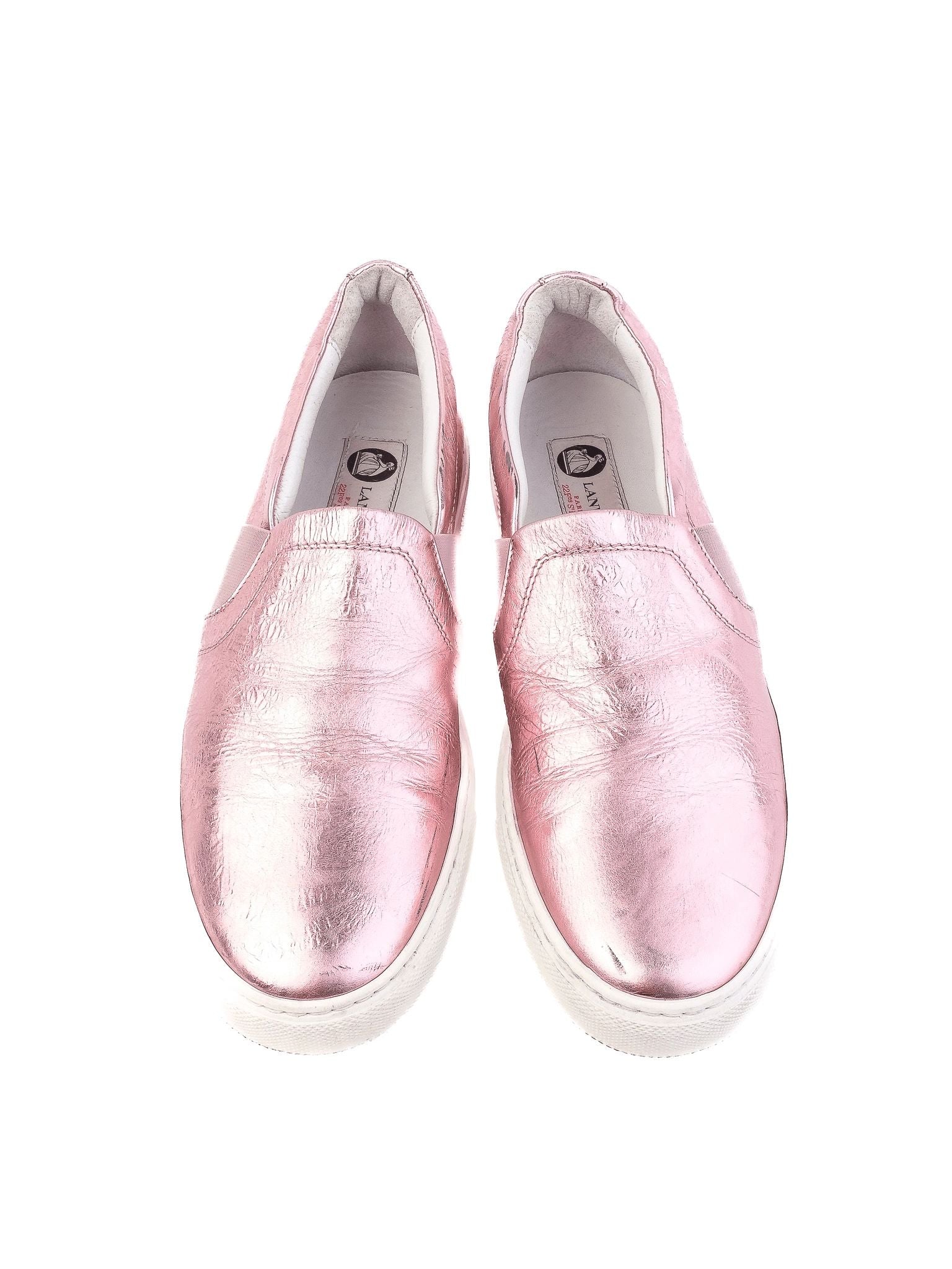 Good Lanvin Pink Slip-On Shoes Size 40 with Metallic Finish