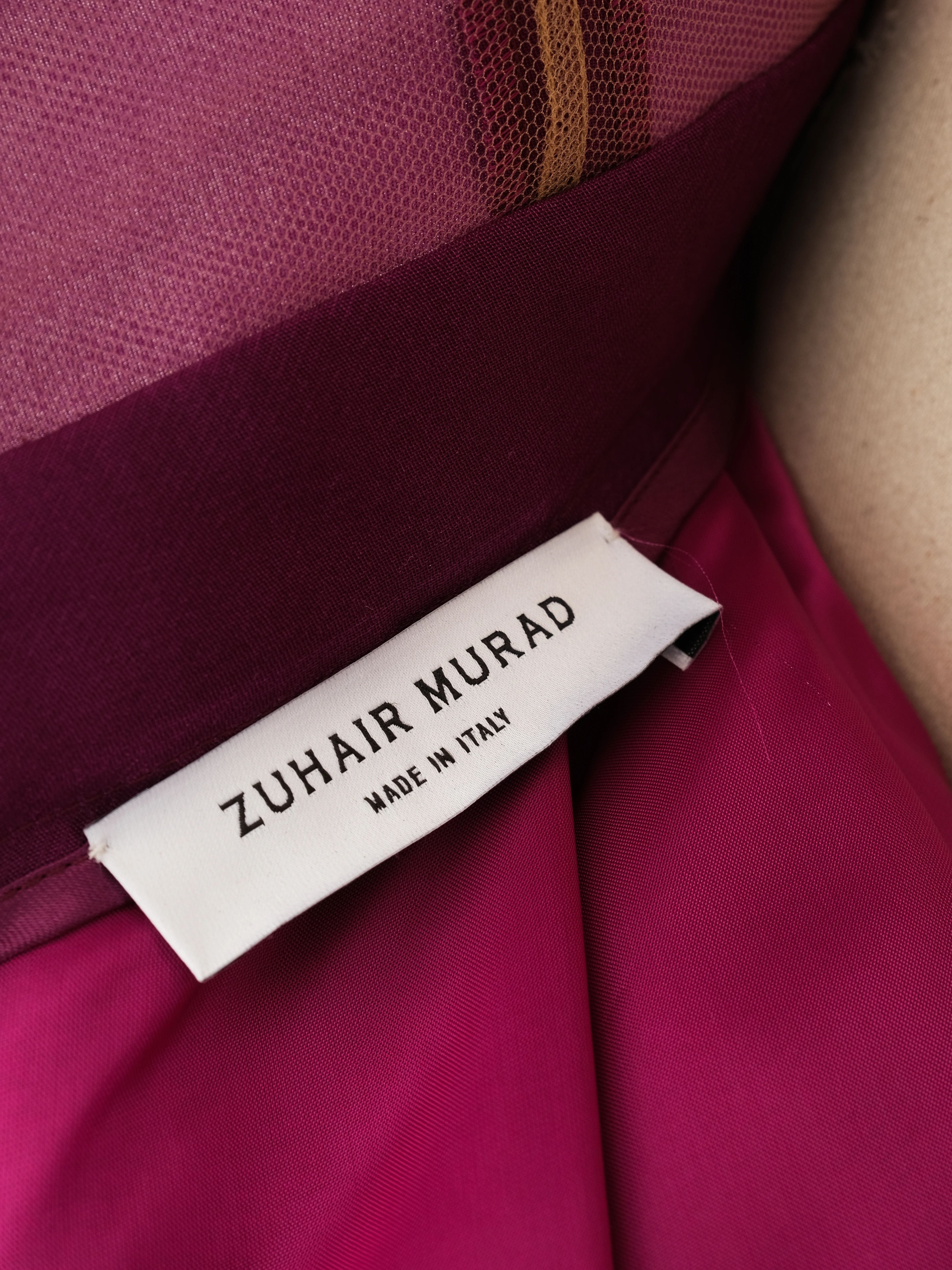 Excellent Zuhair Murad Purple Silk Floor-Length Dress Sleeveless