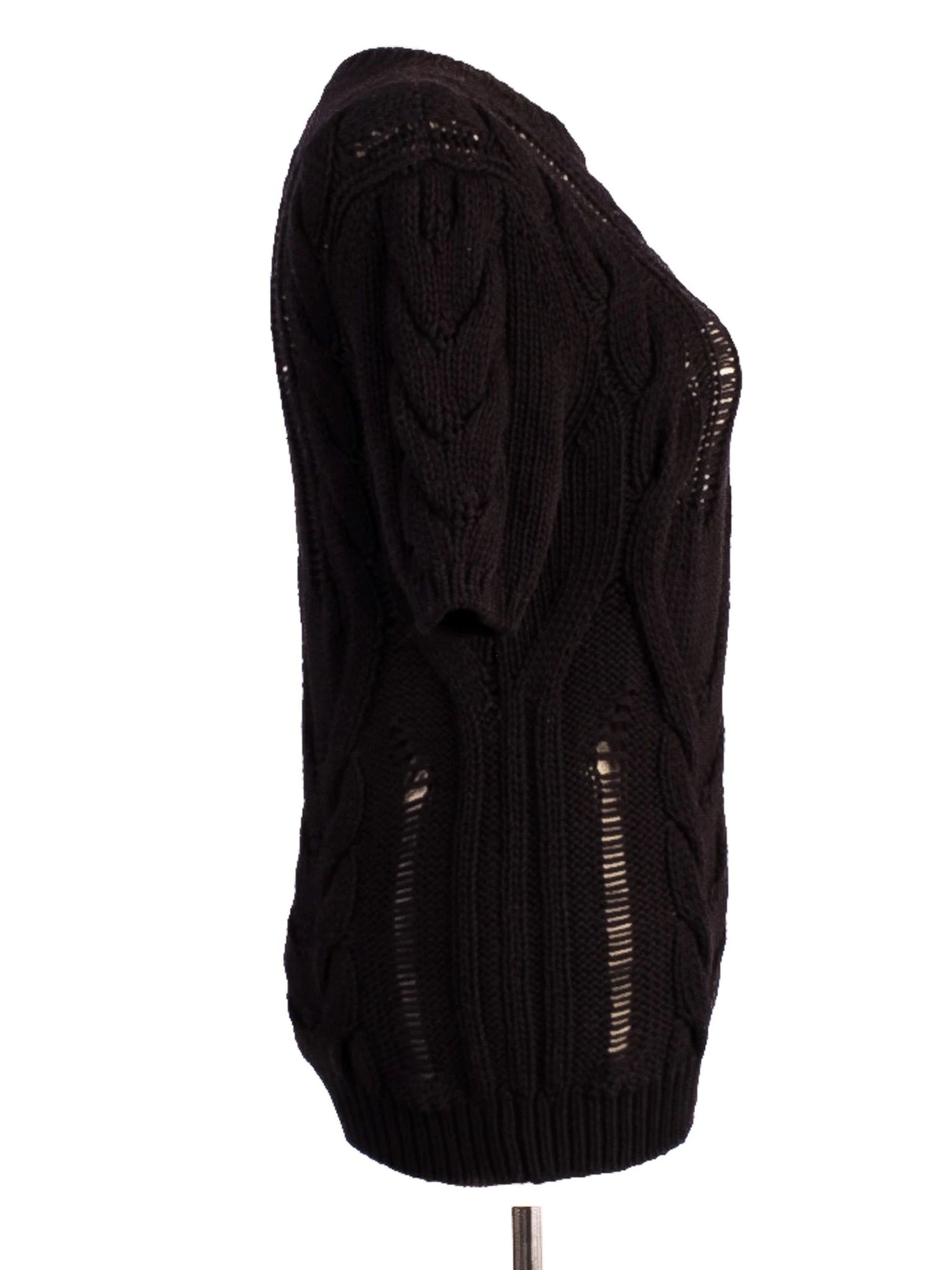 Excellent Max Mara Black Wool Short-Sleeve Sweater Size M