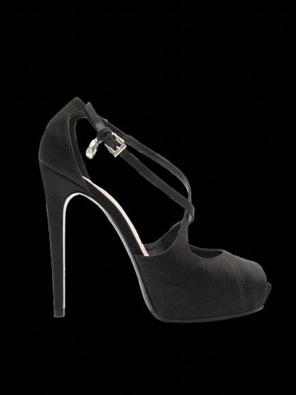 NEW Barbara Bui Black Satin High-Heeled Platform Shoes Size 38