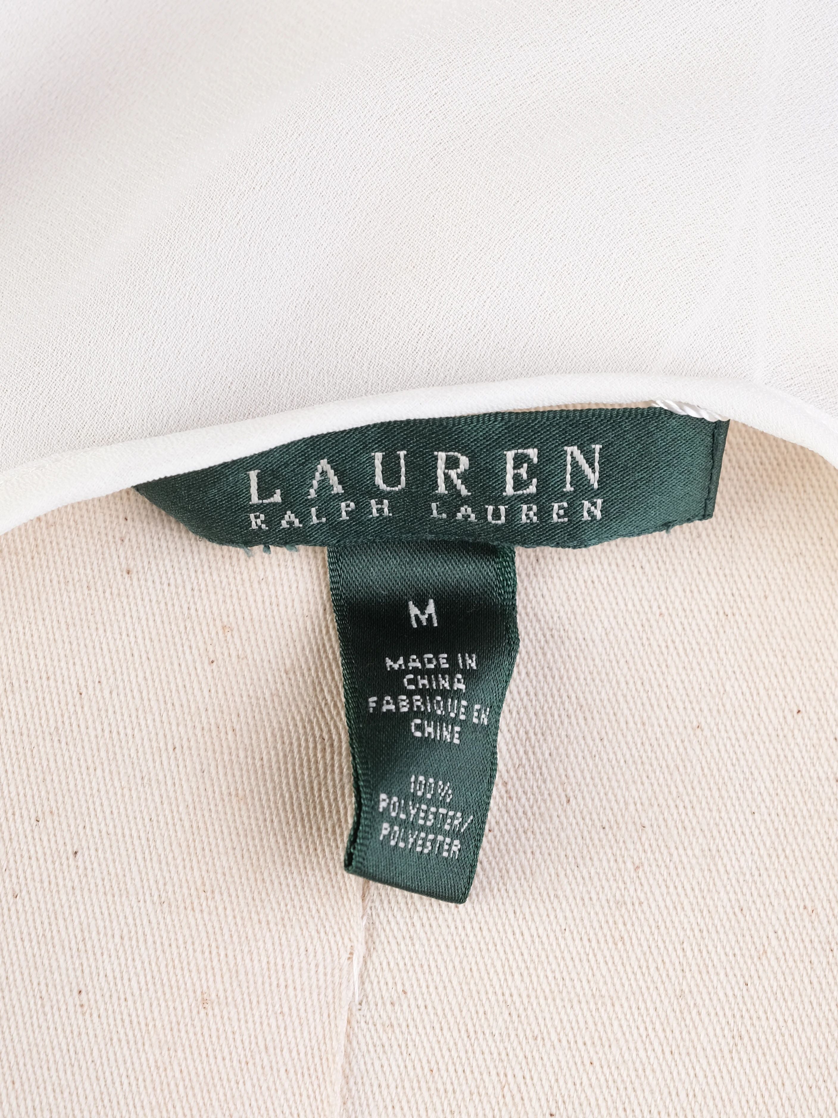 Excellent Ralph Lauren White Sleeveless Top Size M 100% Polyester