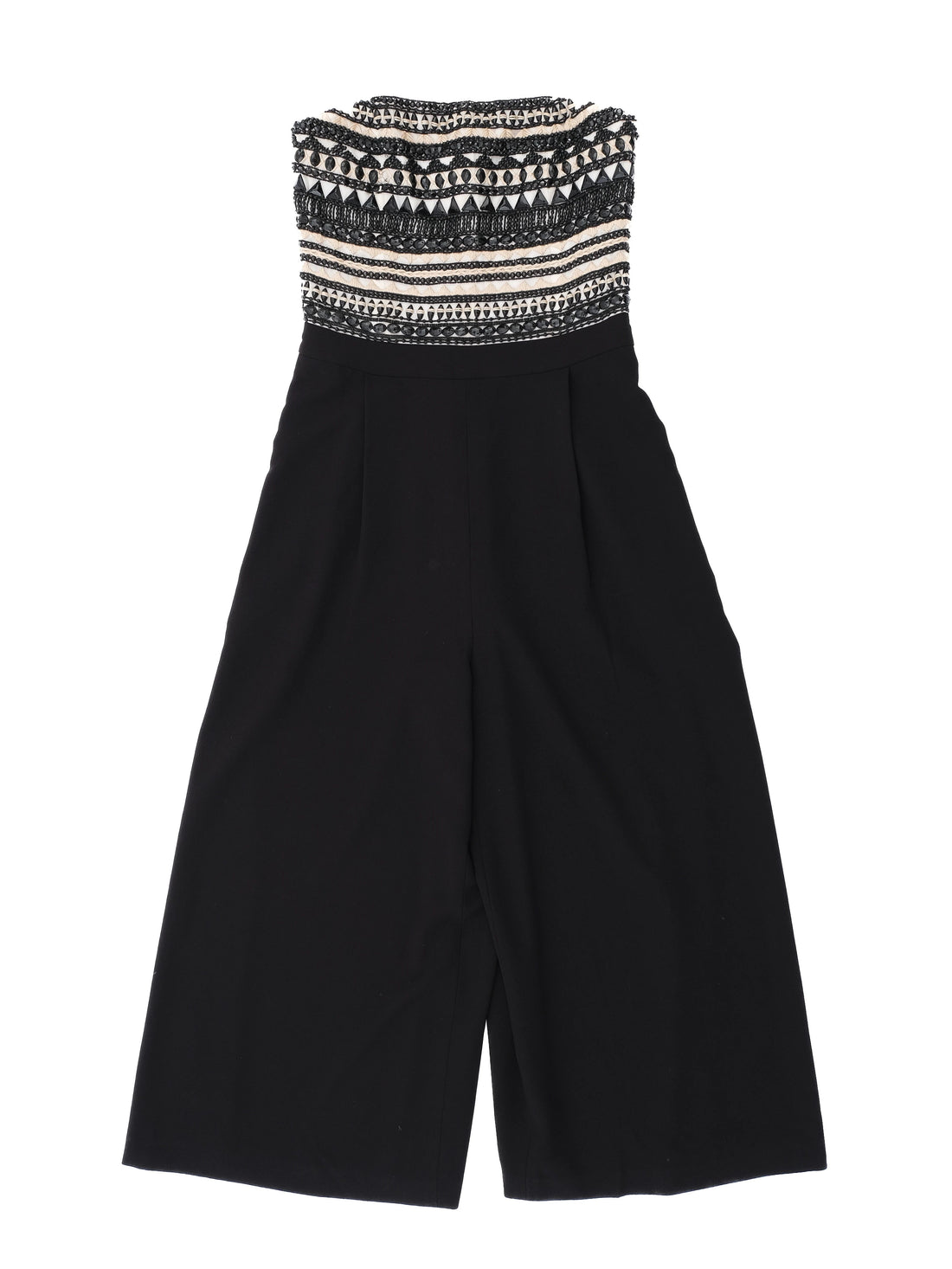 Excellent Alice+Olivia Strapless Jumpsuit Black Embellished Size S