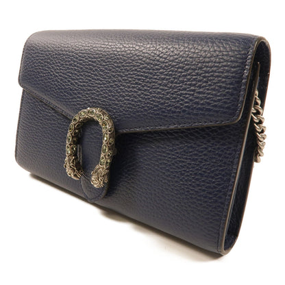 Gucci Dionysus Cowhide Leather Shoulder Bag Black Blue Calfskin (cowhide) 401231