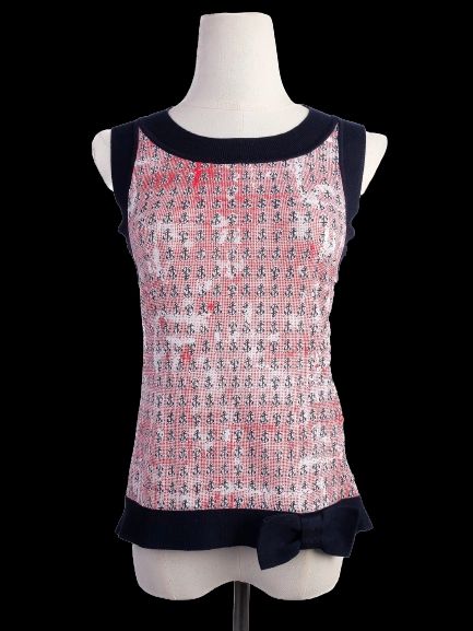 Excellent Red Valentino Sleeveless Top XS Combined Cotton Anchor Design