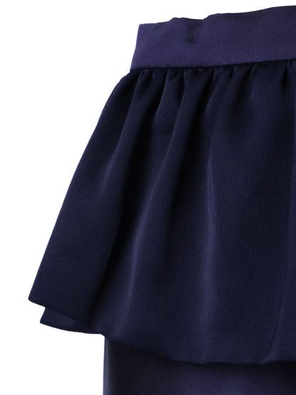 NEW By Malene Birger Navy Blue Wool Peplum Pencil Skirt Size S