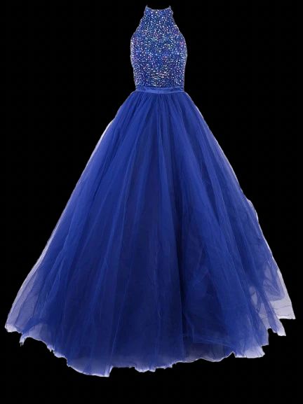 Perfect Sherri Hill Blue Ball Gown Size M with Beaded Bodice