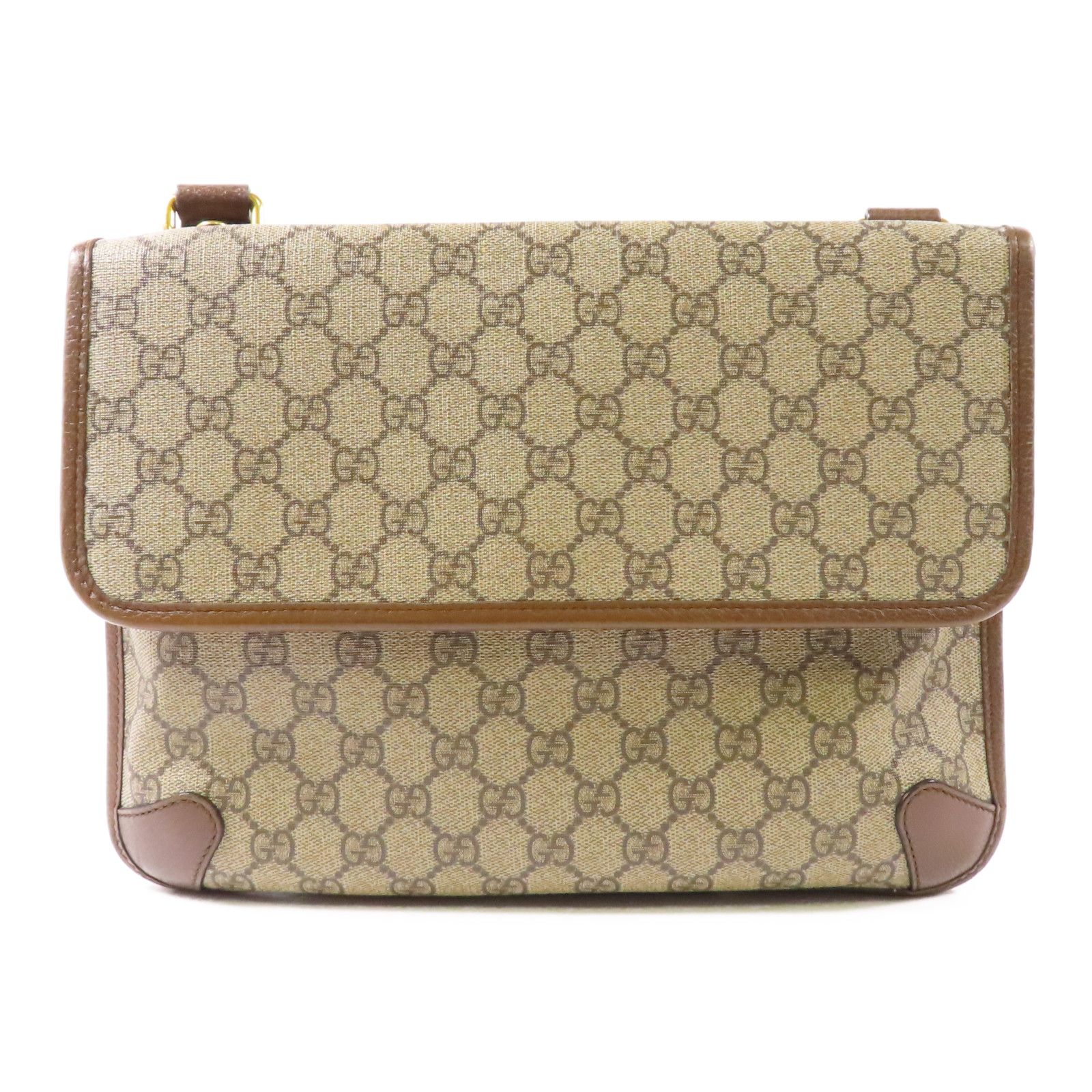 Gucci Painted Canvas Neo Vintage Medium Messenger Bag Golden Shoulder Bag Brown Beige/ebony Pvc Coated Ca