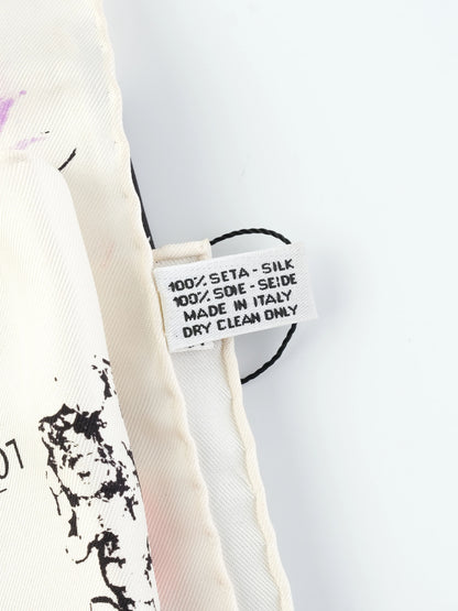 Perfect Longchamp Floral Design Silk Scarf Combined Colors 100% Silk