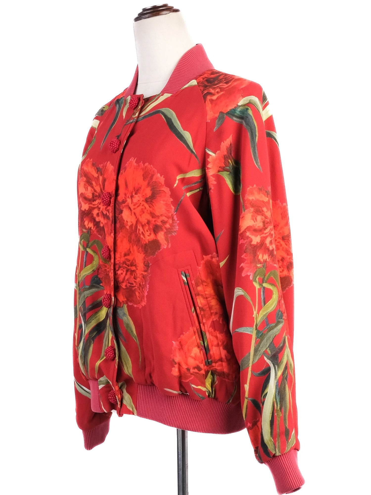 Excellent Dolce Gabbana Red Floral Bomber Jacket Size S
