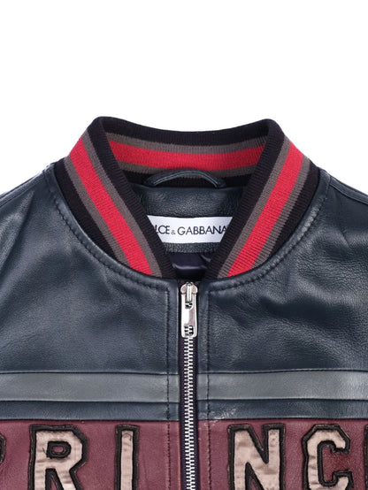Excellent Dolce Gabbana Leather Kids Jacket Size 5 - Embroidered Design