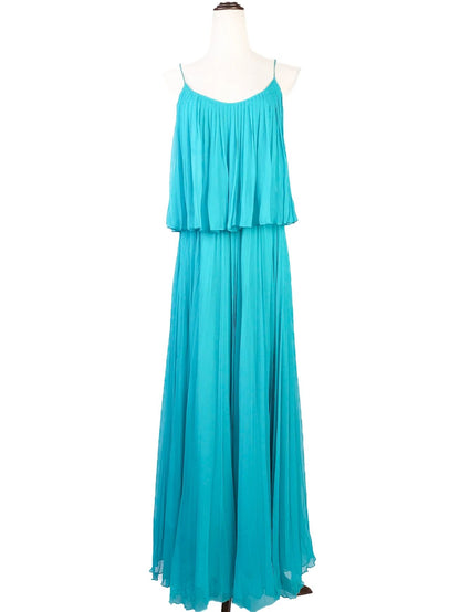 Halston Excellent Condition Blue Cotton Maxi Dress Women Size M