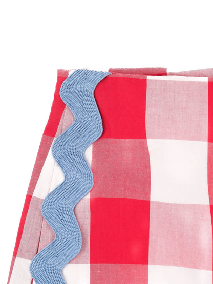 Excellent Weekend MaxMara Red Checkered Wide-Leg Pants Size M