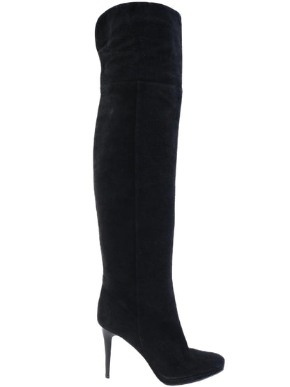 Jimmy Choo Black Suede Over-the-Knee Stiletto Boots Size 39.5