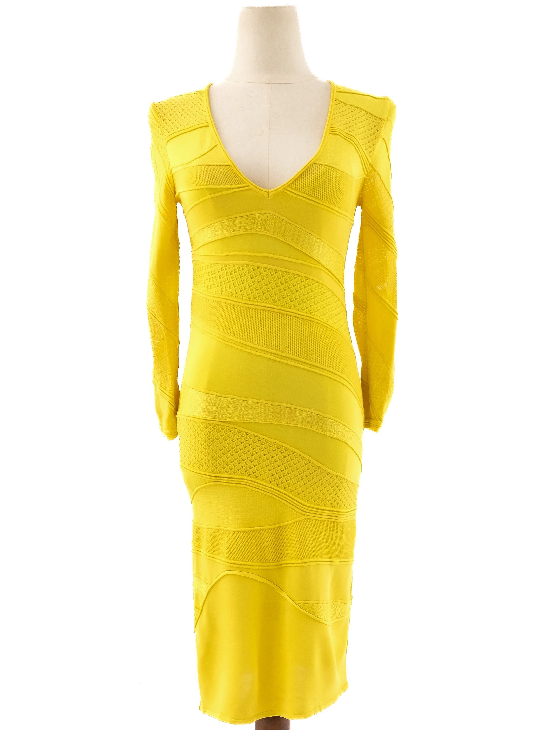 Excellent Roberto Cavalli Yellow Bodycon Dress Size S