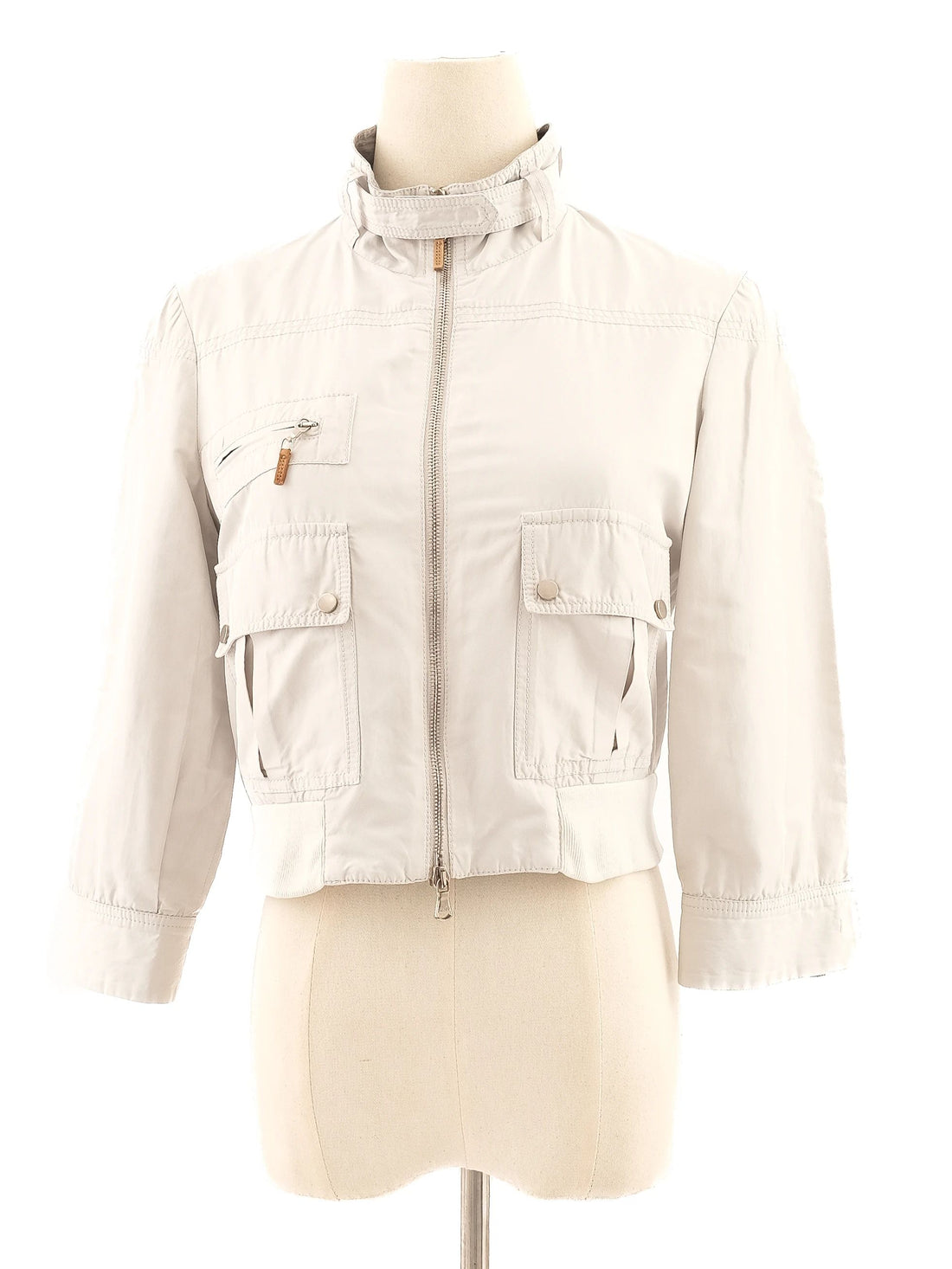 Excellent Brunello Cucinelli Gray Silk Cropped Jacket Size S