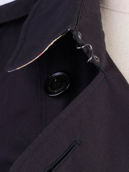 EXCELLENT Burberry Black Trench Coat Double-Breasted Women&