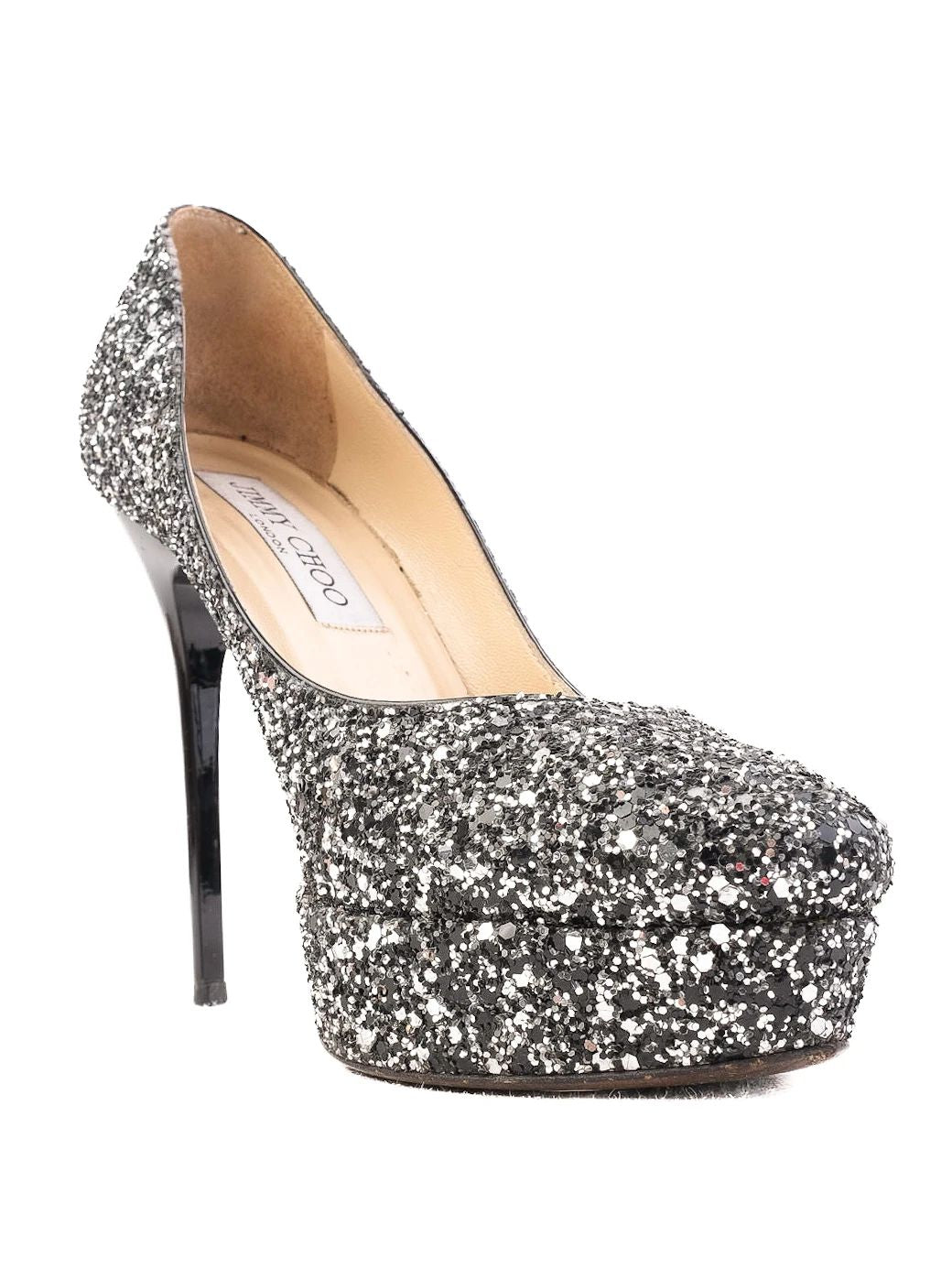 Excellent Jimmy Choo Gray Leather High-Heeled Shoes Size 36.5