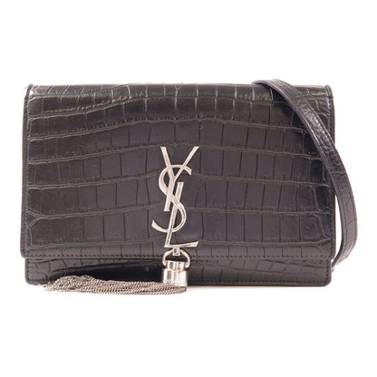 Yves Saint Laurent Cowhide Leather Kate Silver Crosshair Shoulder Bag Black Calfskin (cowhide) 45