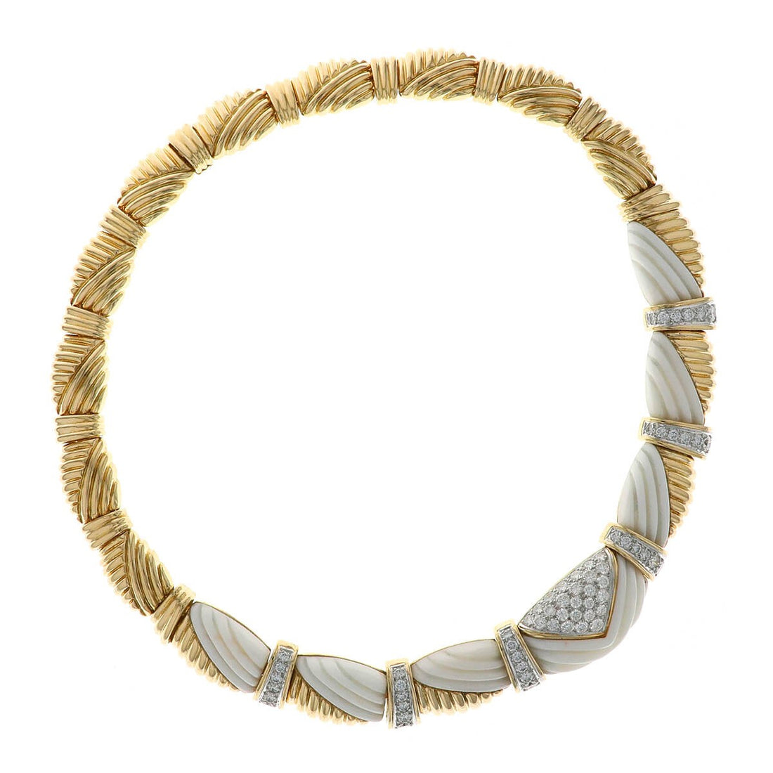 Charles Turi diamonds, white coral, gold and platinum necklace