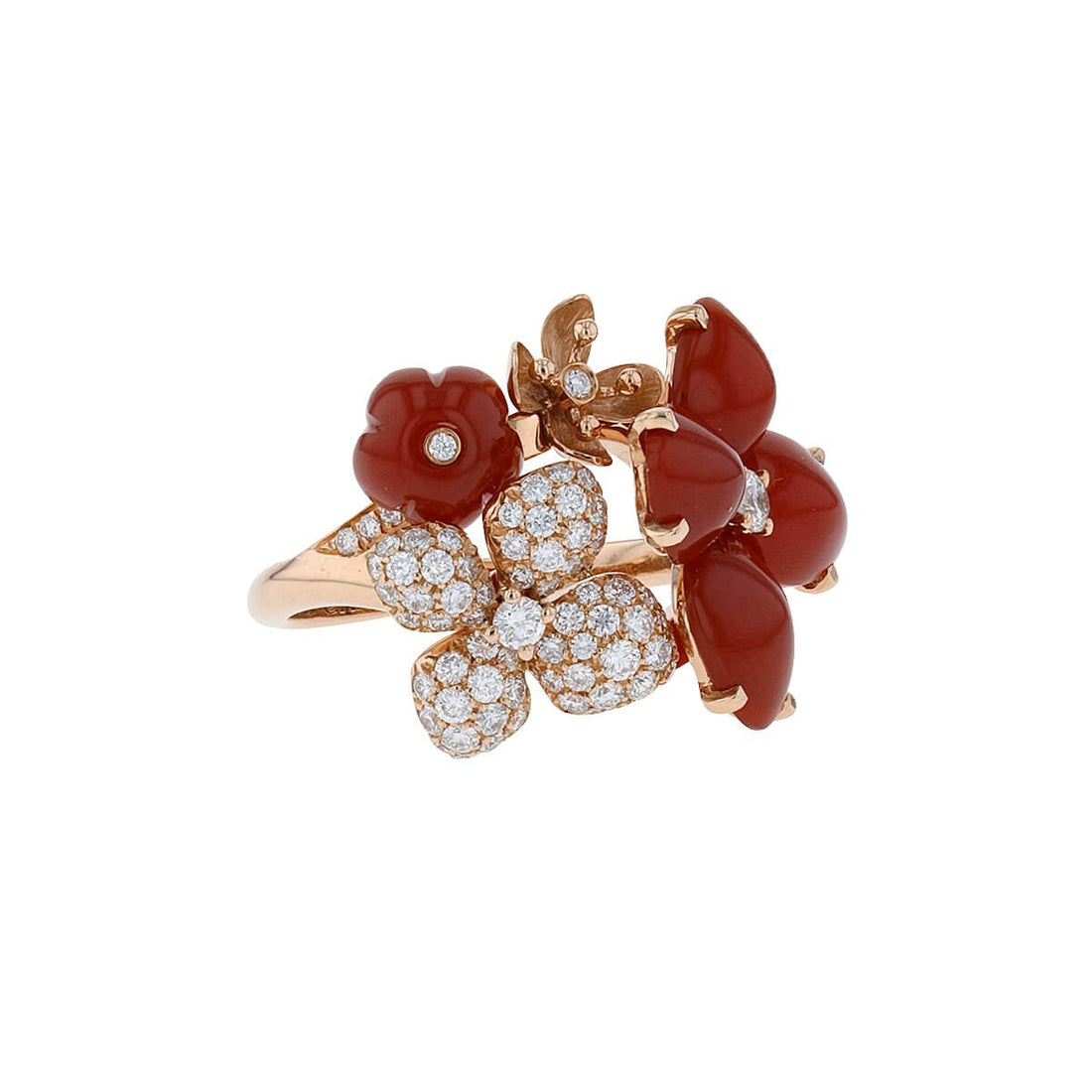 Chaumet Hortensia diamonds, cornaline and gold ring