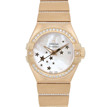 Omega Constellation 18K Gold Diamond Mop Dial Womens Watch 123.55.27.20.05.002