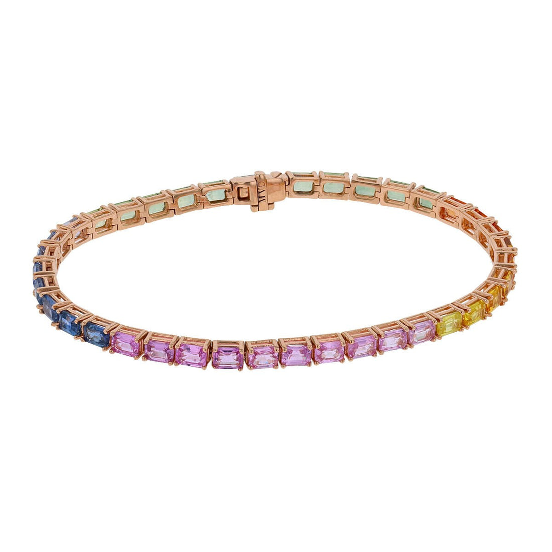 Colored sapphires and gold bracelet