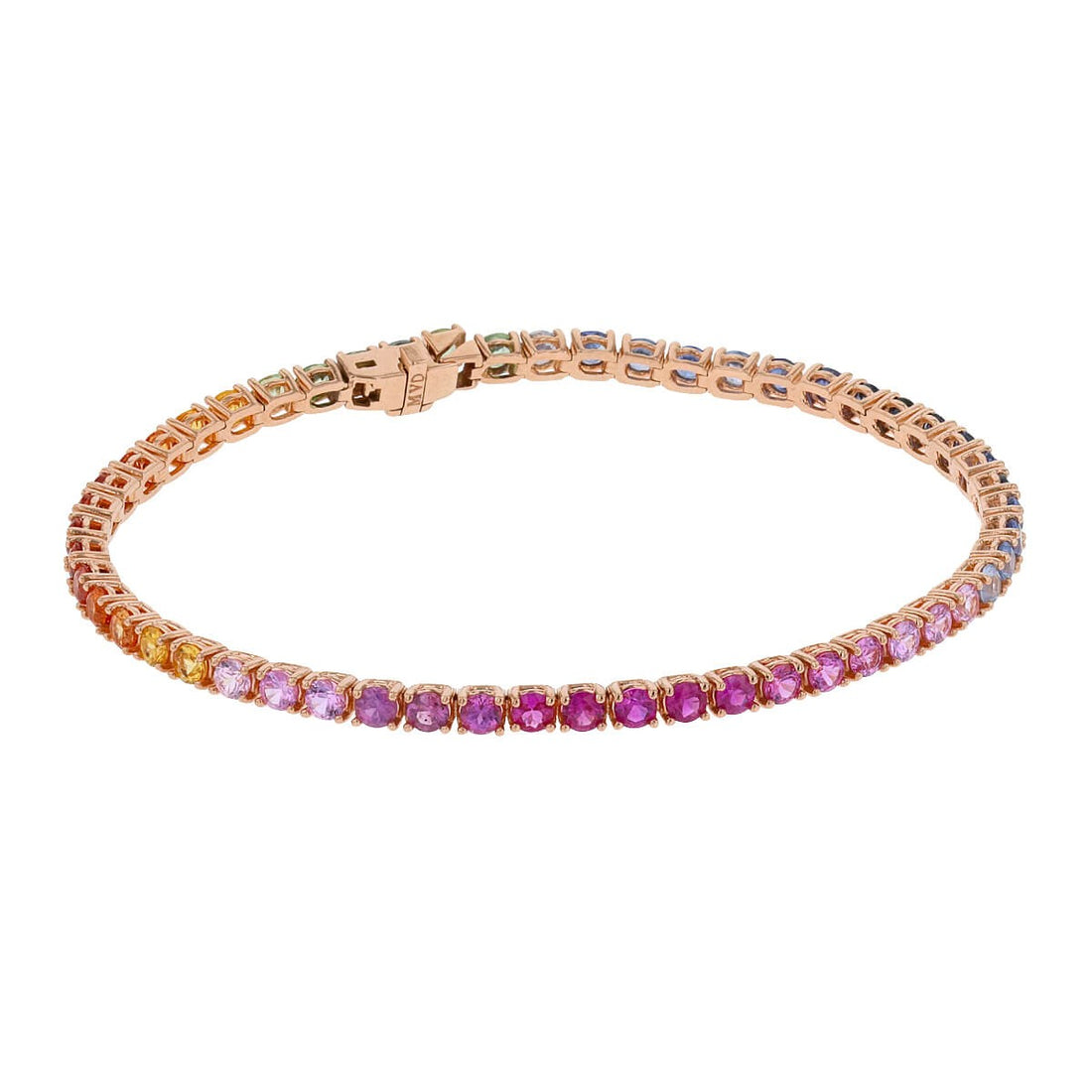 Colored sapphires and gold bracelet