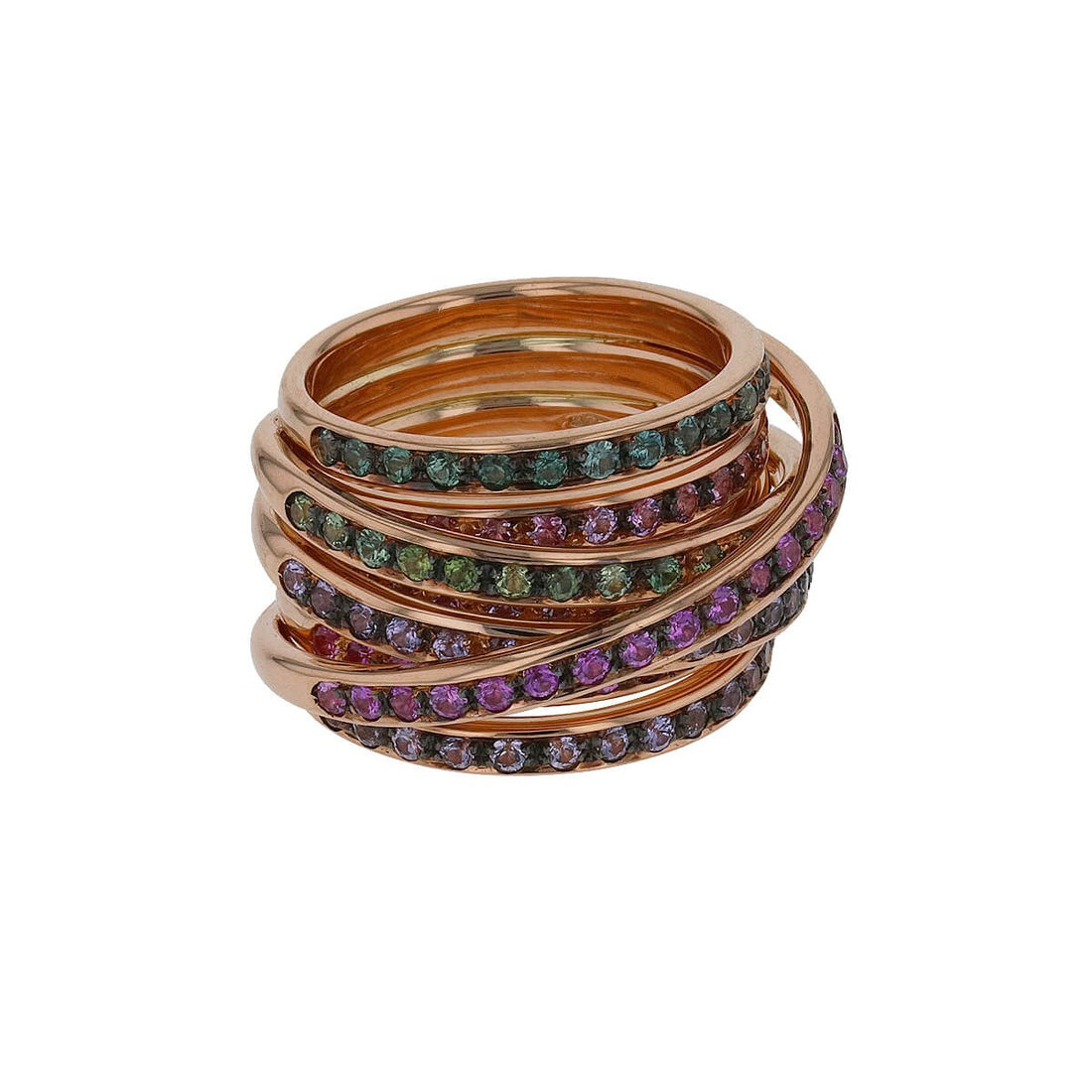 Colored sapphires and gold ring