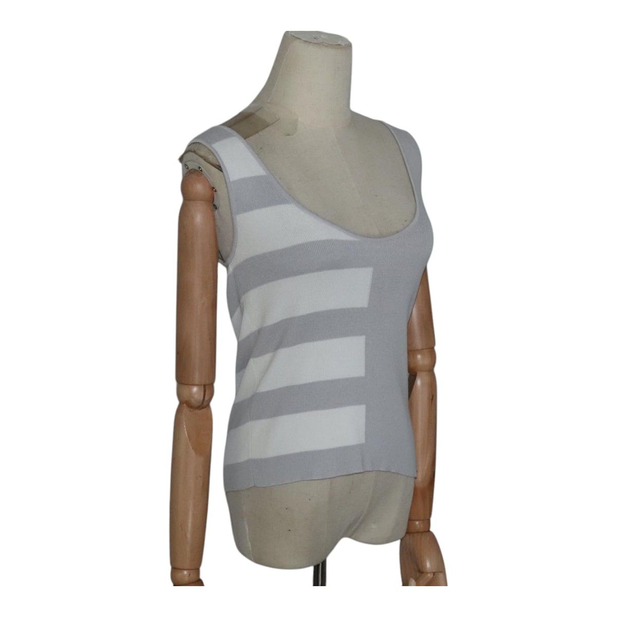 Chanel Tank Top Cotton 38 Gray Cc Auth