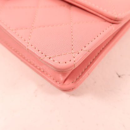 Chanel Pink Cowhide Leather Chain Shoulder Golden Shoulder Bag Powder Red Shoulder Bag Calfskin (cowhide)