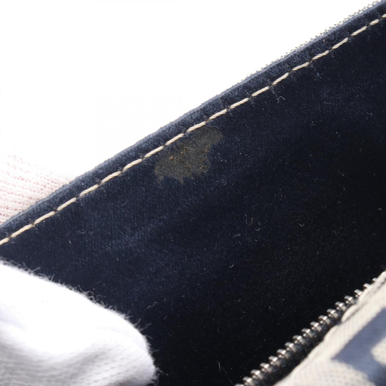 Fendi Zucchino Handbag Navy Gray Canvas 16464