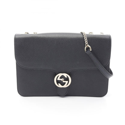 Gucci Interlocking G Shoulder Bag Black Leather 510303