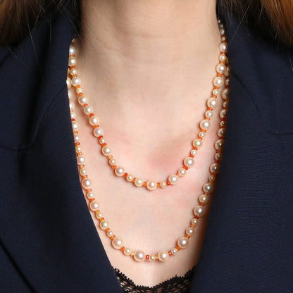 Cultured pearls, diamonds and gold necklace