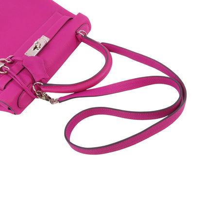 Hermes Leather Kelly 28 Silver Hand-turned Shoulder Back Bag Double Bag 2way Shoulder Bag Rose Purple Purple Togo
