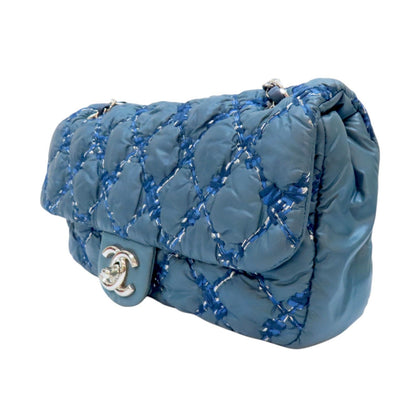 Chanel Matelasse Coco Mark Shoulder Bag Nylon Blue (discoloration)