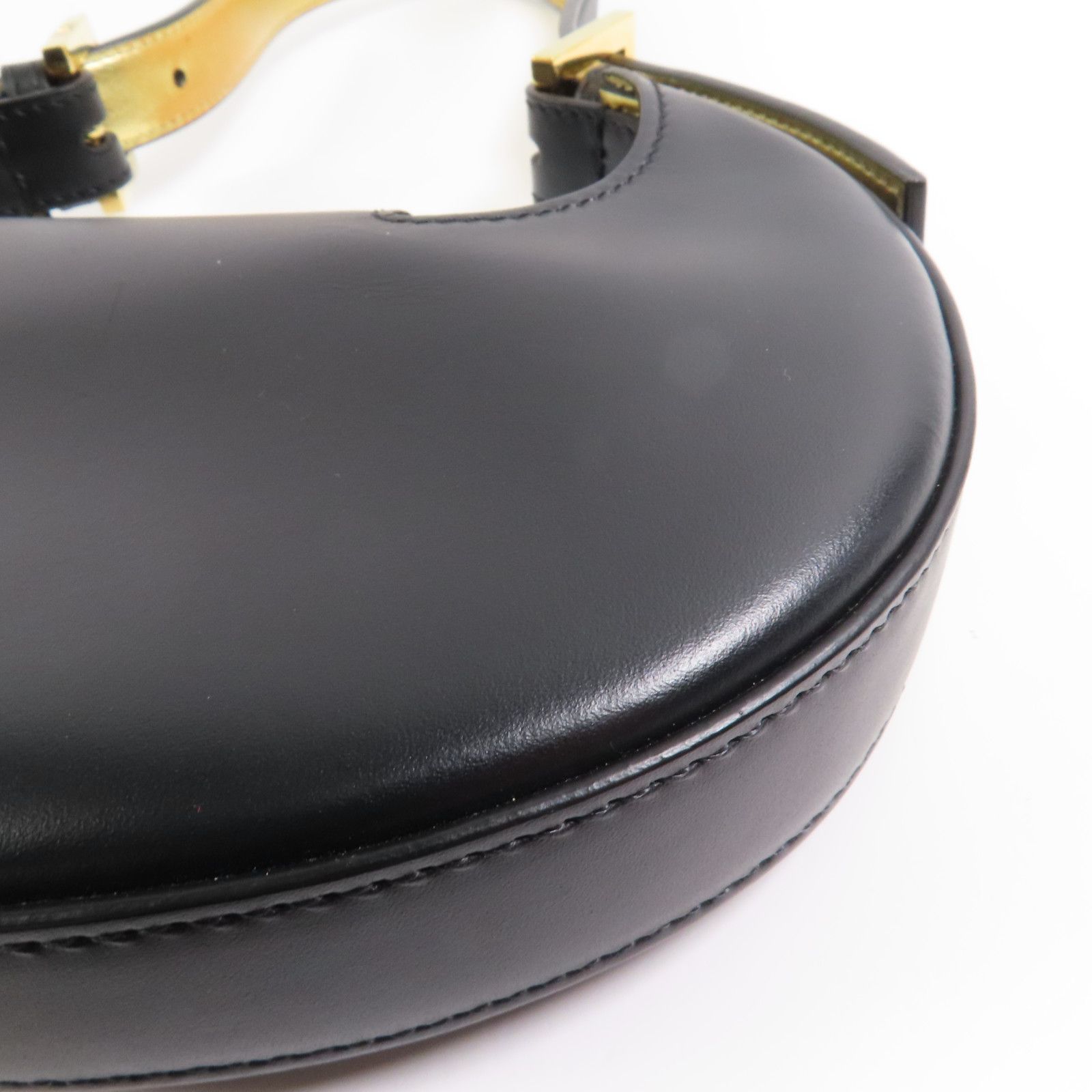 Fendi Cowhide Leather Cookie Hobo Bag Golden Shoulder Bag Black Calfskin (cowhide) 8bs 065