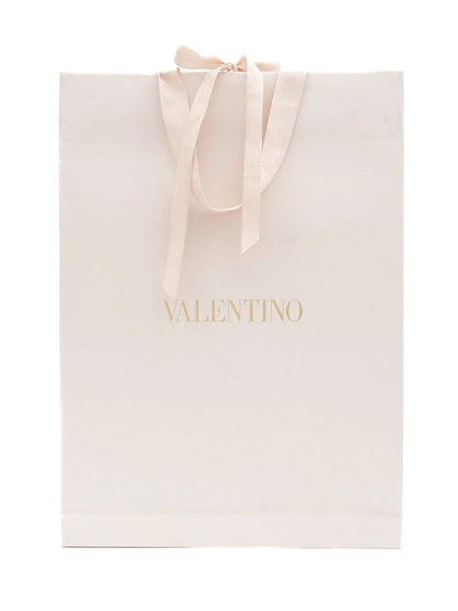 NEW Valentino Silk Scarf Combined Navy Blue &amp; Beige with Logo