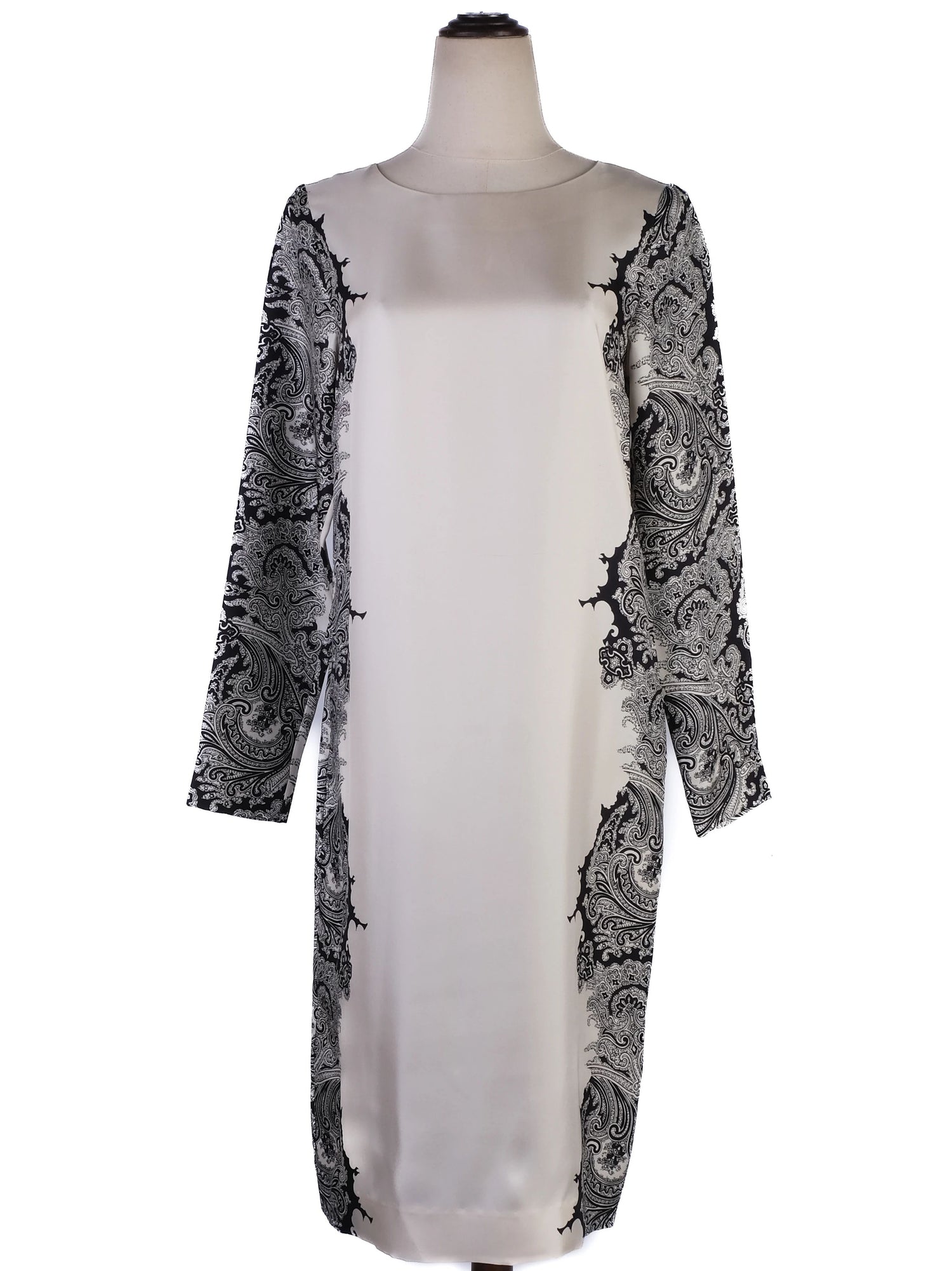 NEW By Malene Birger Silk Dress XS Black White Paisley Pattern