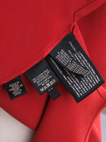 Excellent Ralph Lauren Red Silk Long Sleeve Dress Size L