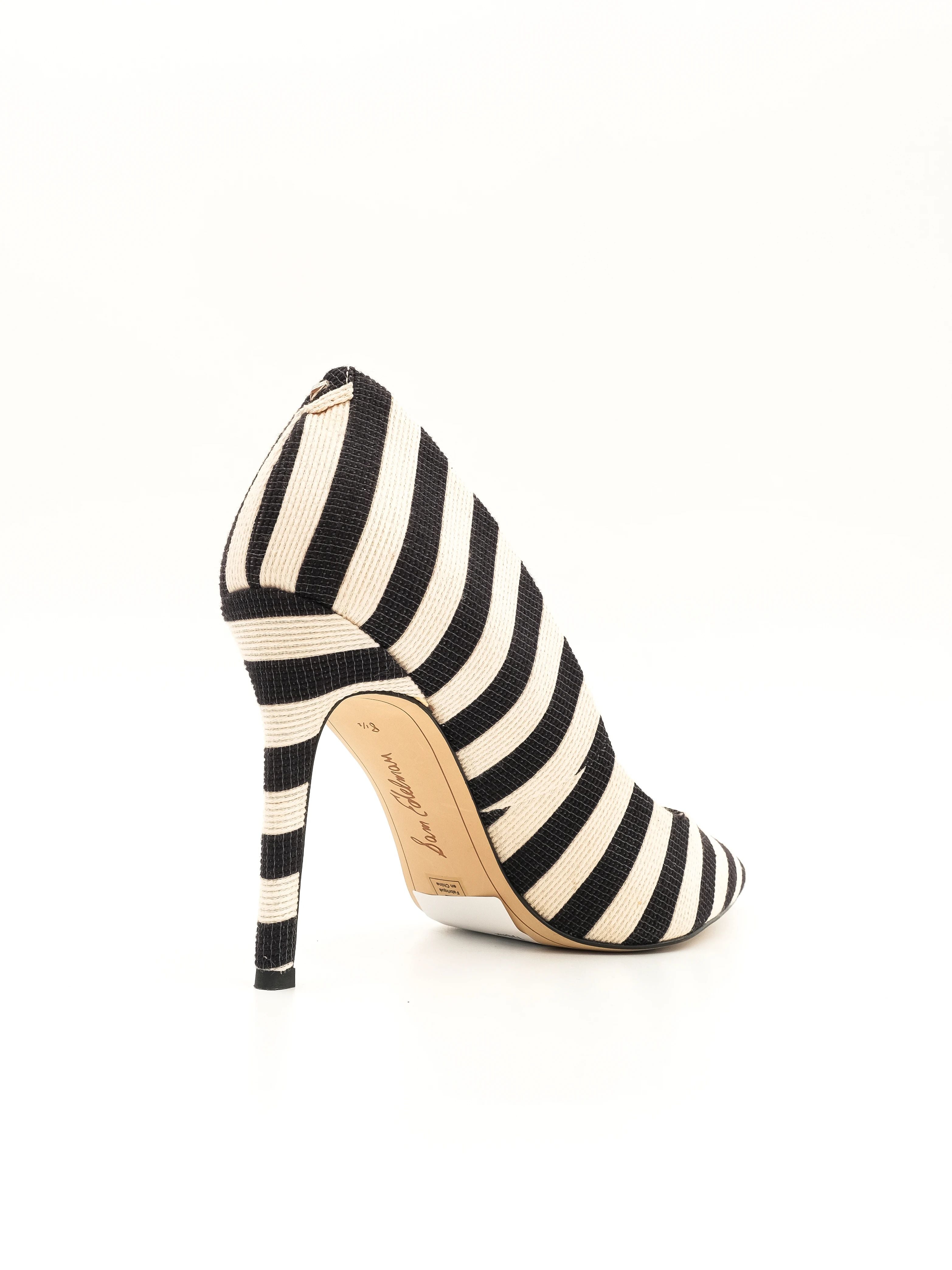 Excellent Sam Edelman Black &amp; White Striped High-Heeled Shoe Size 38.5