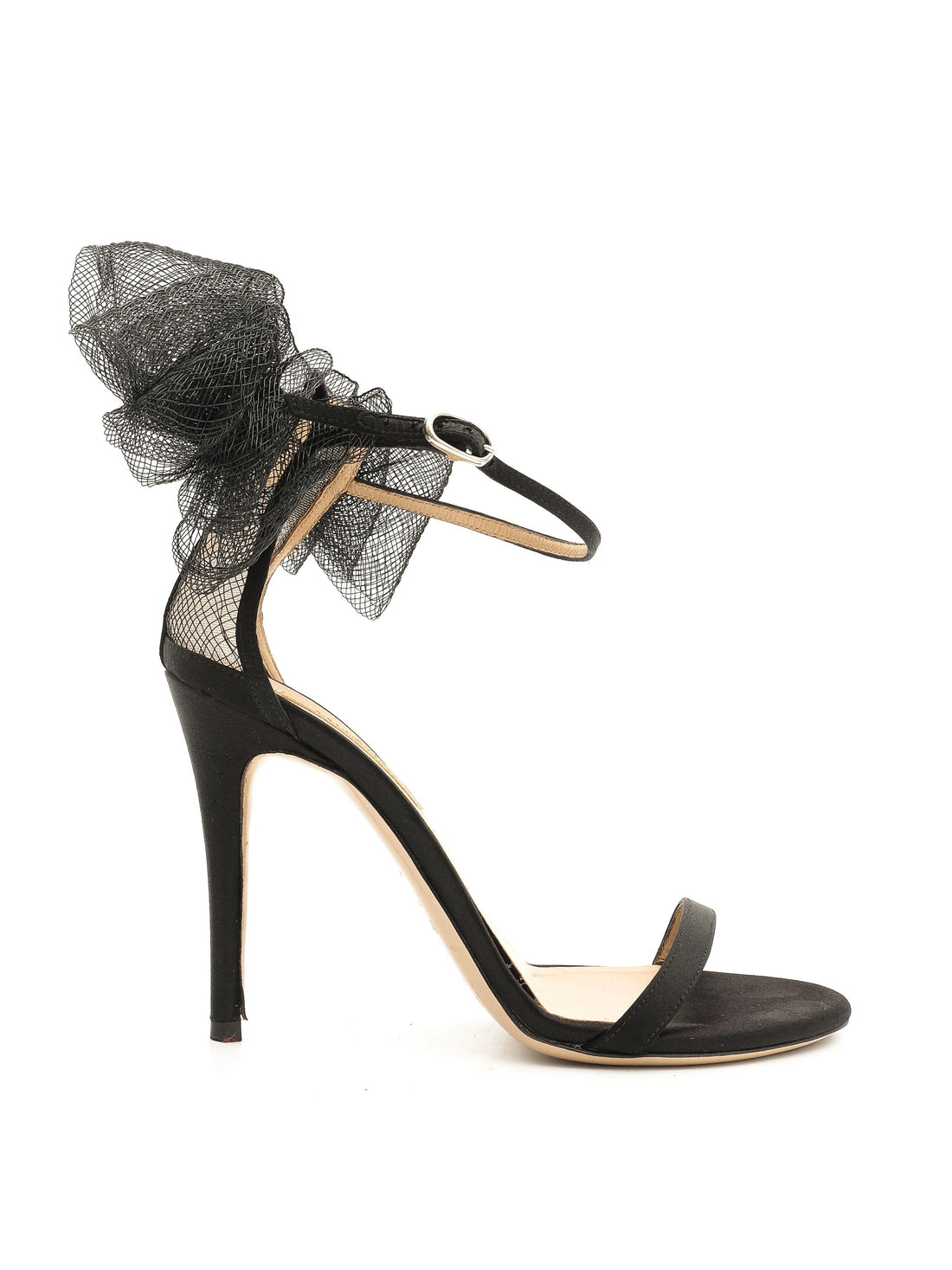 Excellent Valentino Black High-Heeled Sandals Size 36 with Bow