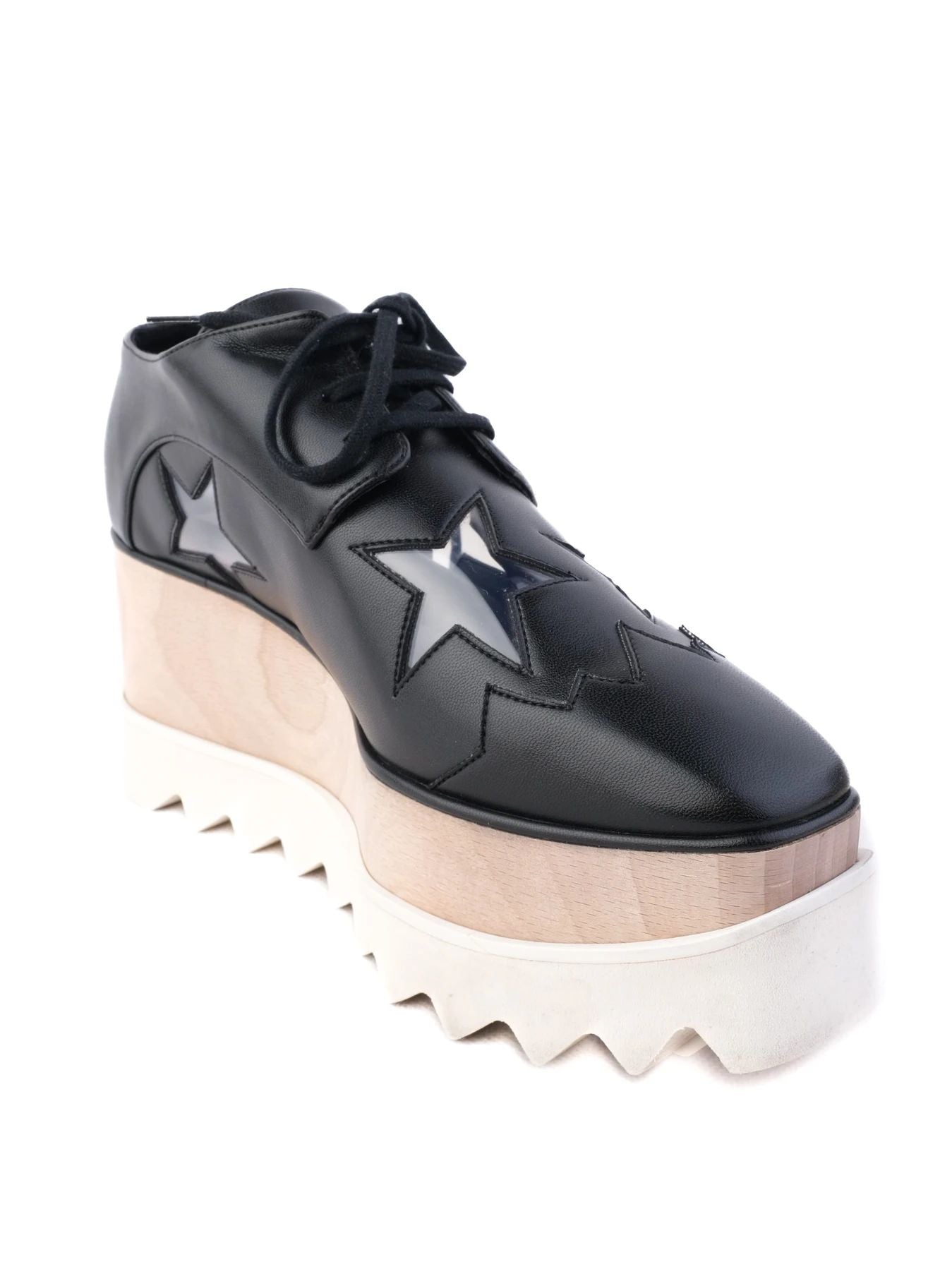 Excellent Stella McCartney Black Leather Platform Shoes Size 35