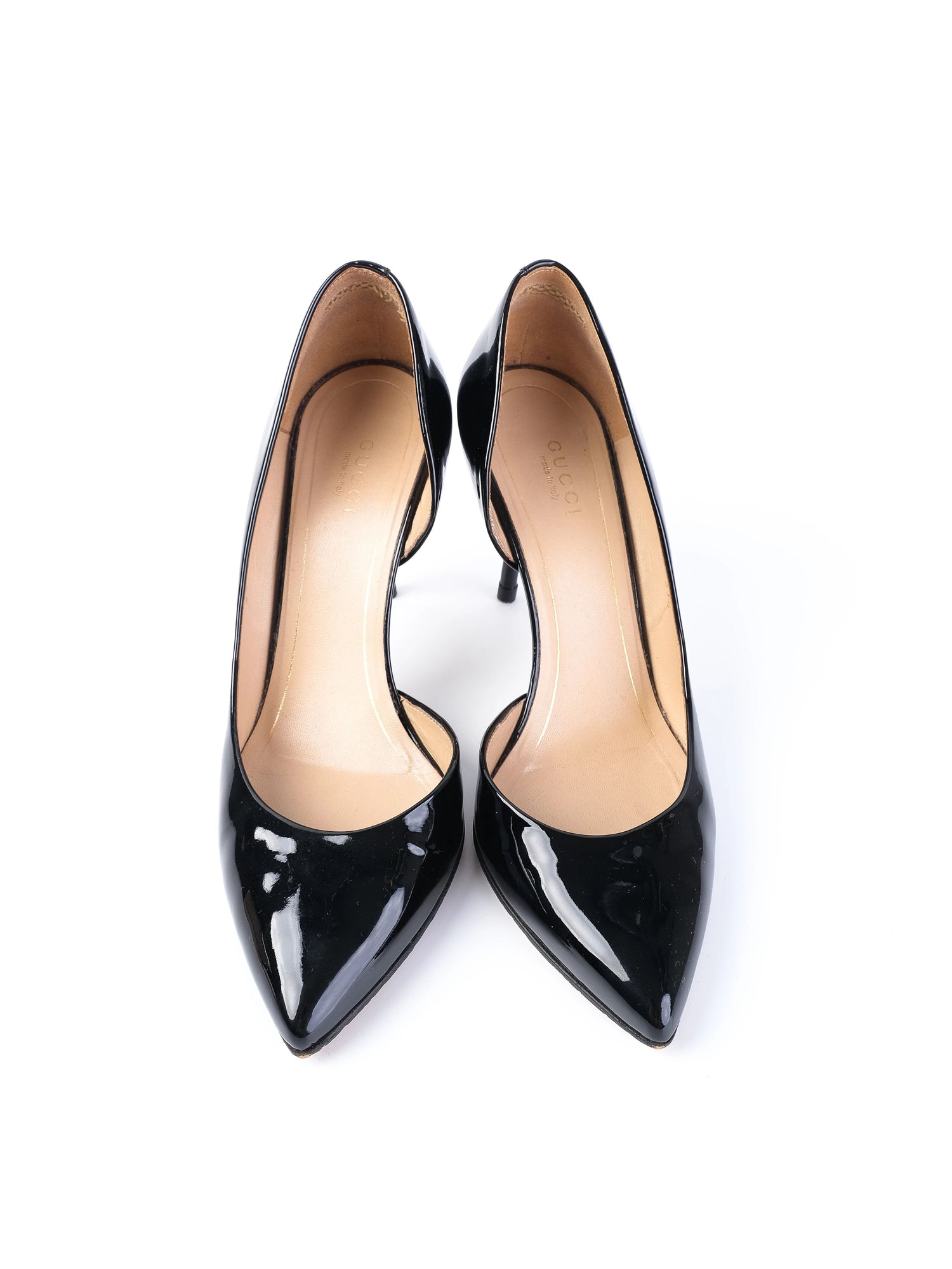 Excellent Gucci Black Leather High-Heeled Pumps Size 37.5