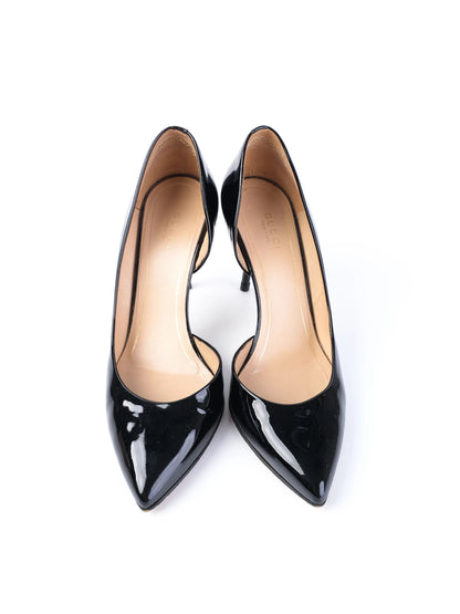Excellent Gucci Black Leather High-Heeled Pumps Size 37.5